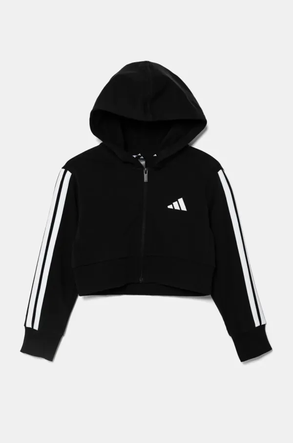 adidas Dječja dukserica adidas boja: crna, s kapuljačom, s aplikacijom, JJ0956