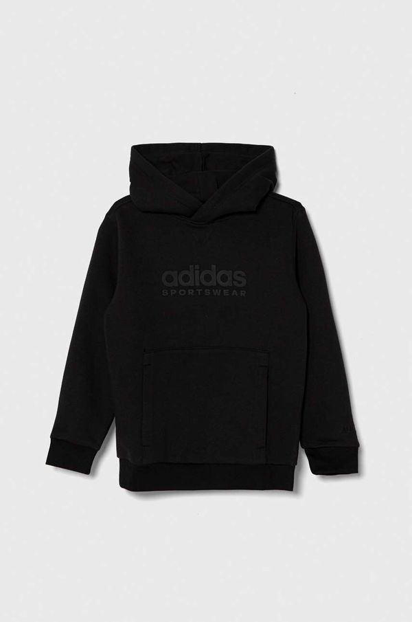 adidas Dječja dukserica adidas boja: crna, s kapuljačom, s tiskom