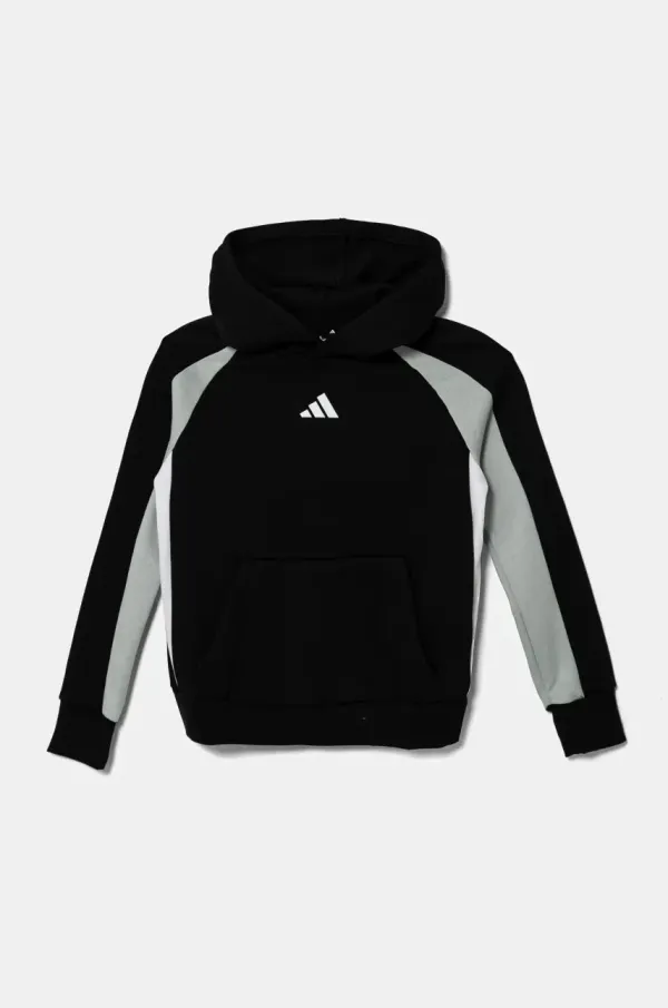 adidas Dječja dukserica adidas boja: crna, s kapuljačom, s uzorkom, JD0057