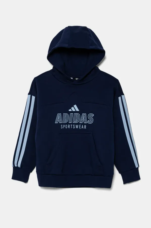 adidas Dječja dukserica adidas boja: tamno plava, s kapuljačom, s tiskom, JC8072