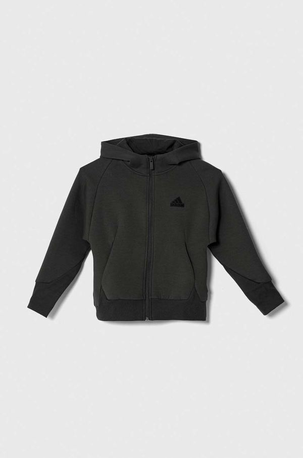 adidas Dječja dukserica adidas boja: zelena, s kapuljačom, s aplikacijom