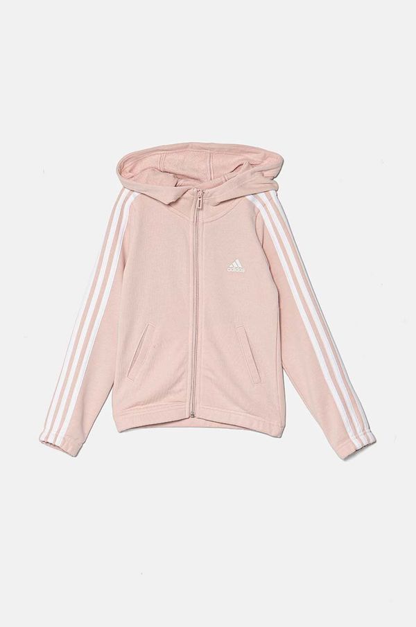 adidas Dječja dukserica adidas G 3S FZ HD boja: ružičasta, s kapuljačom, s aplikacijom, IZ3464