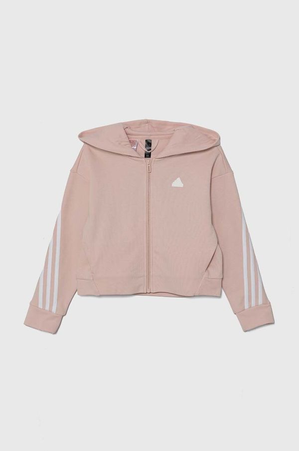 adidas Dječja dukserica adidas G FI 3S FZ boja: ružičasta, s kapuljačom, s aplikacijom, IX3628