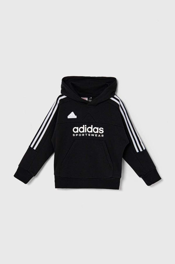 adidas Dječja dukserica adidas J HOT FL HOODIE boja: crna, s kapuljačom, s tiskom, IX9284