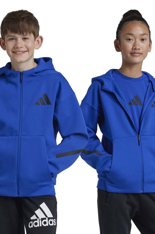 adidas Dječja dukserica adidas J Z.N.E.FZ boja: tamno plava, s kapuljačom, s tiskom, JF8958