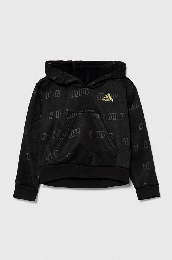 adidas Dječja dukserica adidas JG BLUV Q4 HD boja: crna, s kapuljačom, s uzorkom