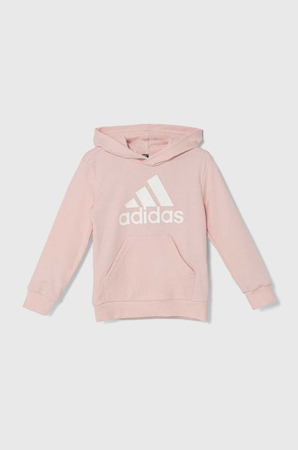 adidas Dječja dukserica adidas LK BL FT HD boja: bež, s kapuljačom, s tiskom, IV7442