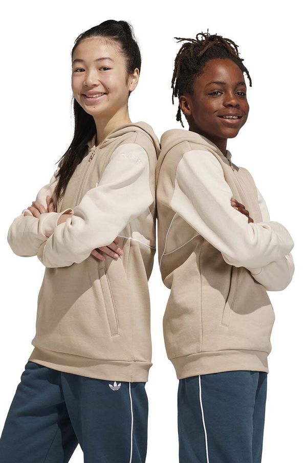 adidas Originals Dječja dukserica adidas Originals boja: bež, s kapuljačom, s tiskom