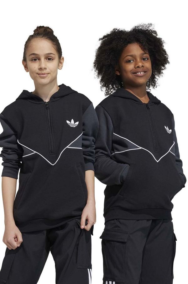 adidas Originals Dječja dukserica adidas Originals boja: crna, s kapuljačom, s aplikacijom