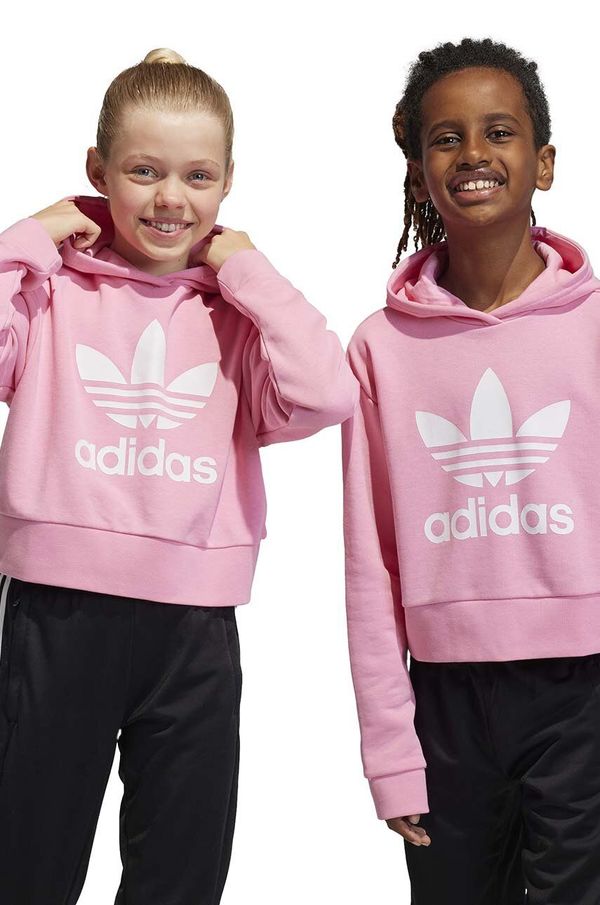 adidas Originals Dječja dukserica adidas Originals boja: ružičasta, s kapuljačom, s tiskom