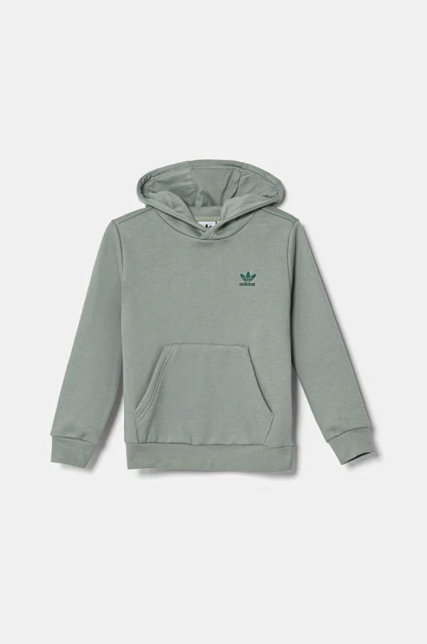 adidas Originals Dječja dukserica adidas Originals boja: zelena, s kapuljačom, bez uzorka, JC8415