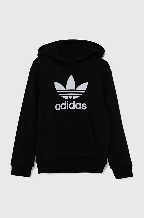 adidas Originals Dječja dukserica adidas Originals TREFOIL HOODIE boja: crna, s kapuljačom, s tiskom, IY7446