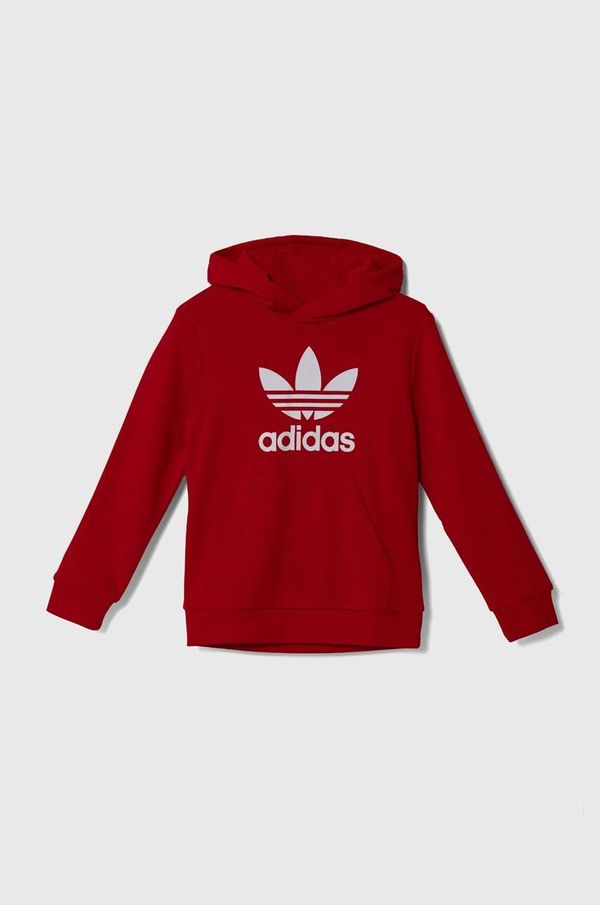 adidas Originals Dječja dukserica adidas Originals TREFOIL HOODIE boja: crvena, s kapuljačom, s tiskom, IY7443