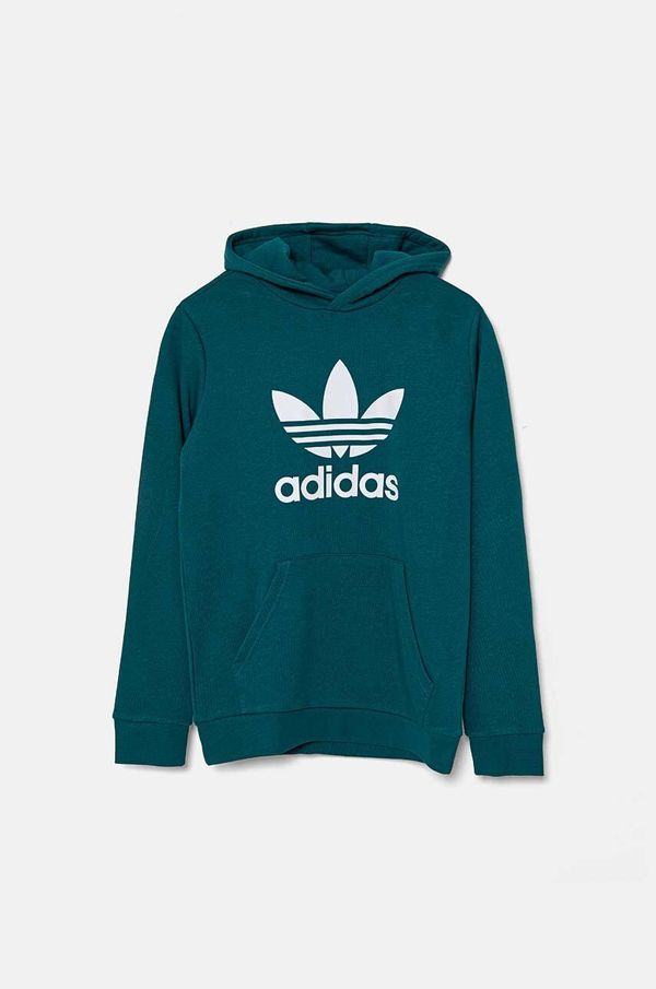 adidas Originals Dječja dukserica adidas Originals TREFOIL HOODIE boja: zelena, s kapuljačom, s tiskom, IY7440