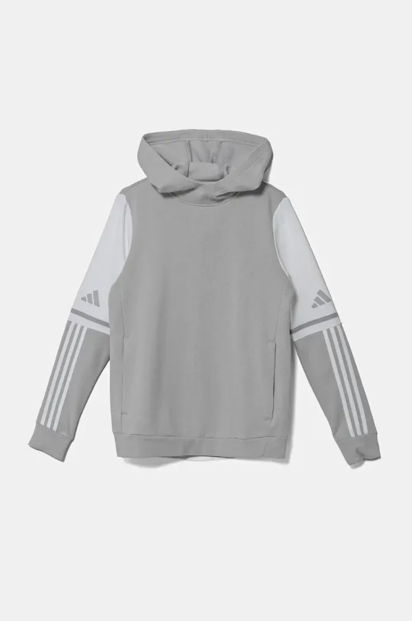 adidas Performance Dječja dukserica adidas Performance boja: siva, s kapuljačom, s uzorkom, JD4808