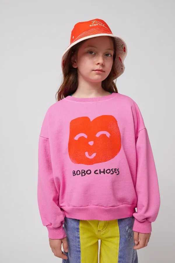 Bobo Choses Dječja dukserica Bobo Choses Joyful Face boja: ružičasta, s tiskom, 125AC033