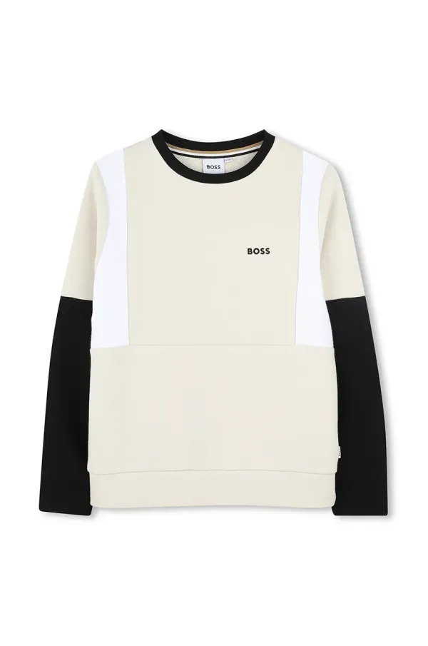 BOSS Dječja dukserica BOSS boja: bež, bez uzorka, J52026