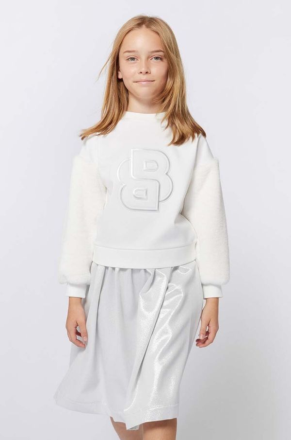 Boss Dječja dukserica BOSS boja: bijela, s aplikacijom, J51112