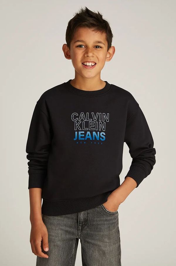 Calvin Klein Jeans Dječja dukserica Calvin Klein Jeans 0 boja: crna, s tiskom, IB0IB02376