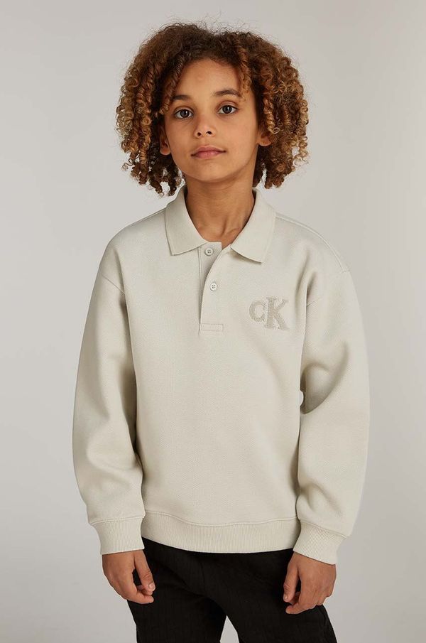Calvin Klein Jeans Dječja dukserica Calvin Klein Jeans boja: bež, bez uzorka, IB0IB02231