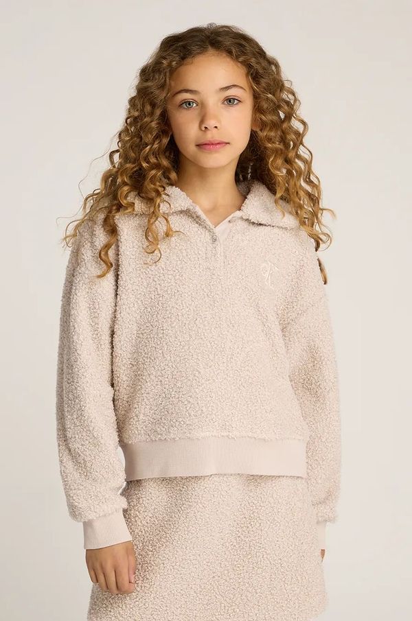 Calvin Klein Jeans Dječja dukserica Calvin Klein Jeans boja: bež, bez uzorka, IG0IG02748