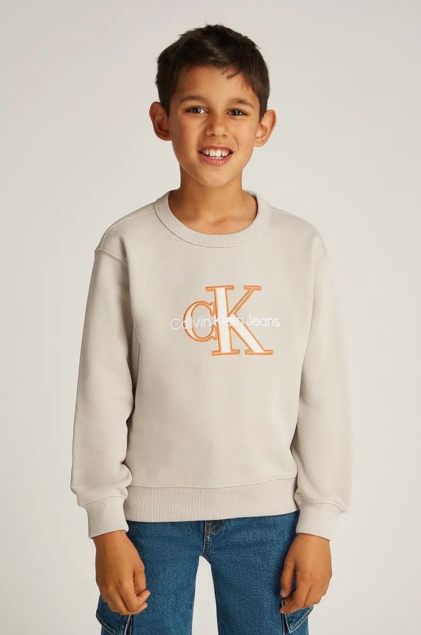 Calvin Klein Jeans Dječja dukserica Calvin Klein Jeans boja: bež, s tiskom, IB0IB02411