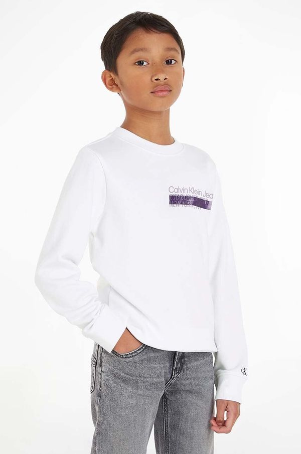 Calvin Klein Jeans Dječja dukserica Calvin Klein Jeans boja: bijela, s tiskom