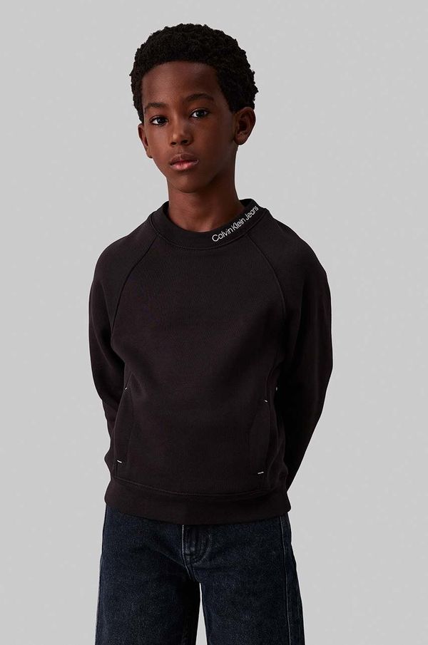 Calvin Klein Jeans Dječja dukserica Calvin Klein Jeans boja: crna, s aplikacijom, IB0IB02326