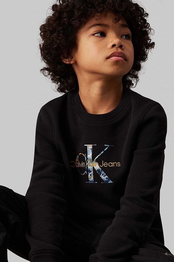 Calvin Klein Jeans Dječja dukserica Calvin Klein Jeans boja: crna, s tiskom, IB0IB02337