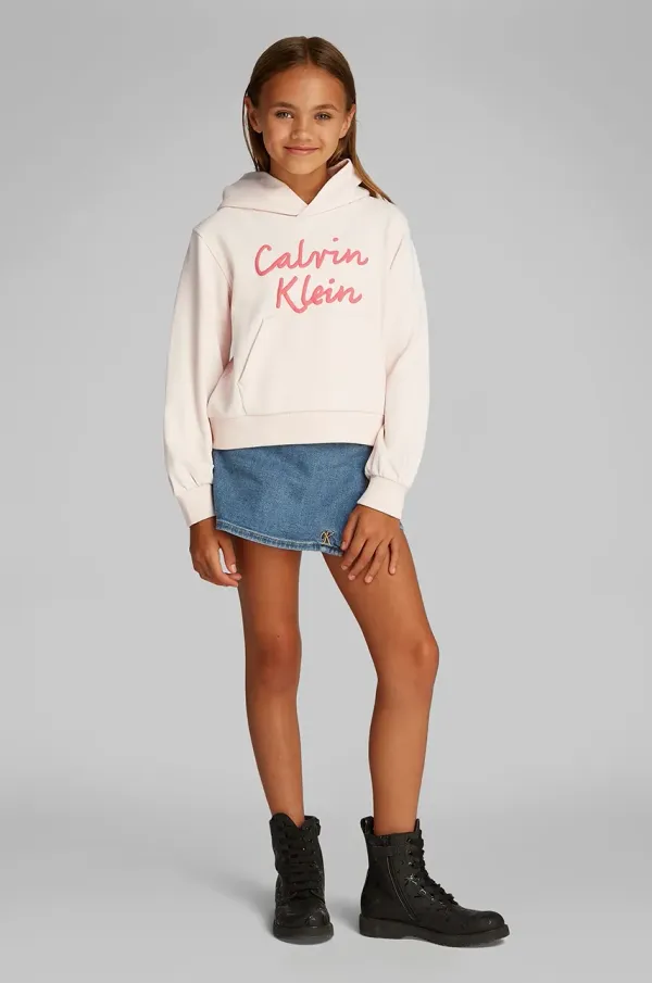 Calvin Klein Jeans Dječja dukserica Calvin Klein Jeans boja: ružičasta, s kapuljačom, s tiskom, IG0IG02850