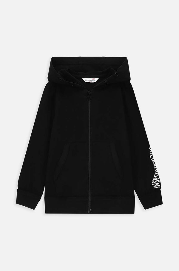 Coccodrillo Dječja dukserica Coccodrillo boja: crna, s kapuljačom, s tiskom