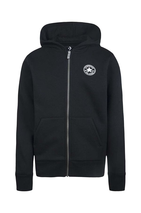 Converse Dječja dukserica Converse boja: crna, s kapuljačom, bez uzorka