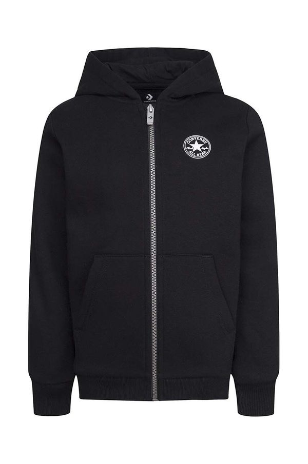 Converse Dječja dukserica Converse boja: crna, s kapuljačom, bez uzorka