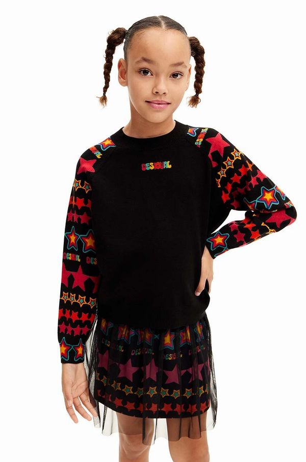 Desigual Dječja dukserica Desigual boja: crna, s uzorkom, 24WGJF05