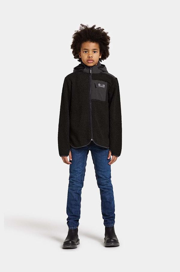 Didriksons Dječja dukserica Didriksons EXA KIDS FZ boja: crna, s kapuljačom, bez uzorka, 505394