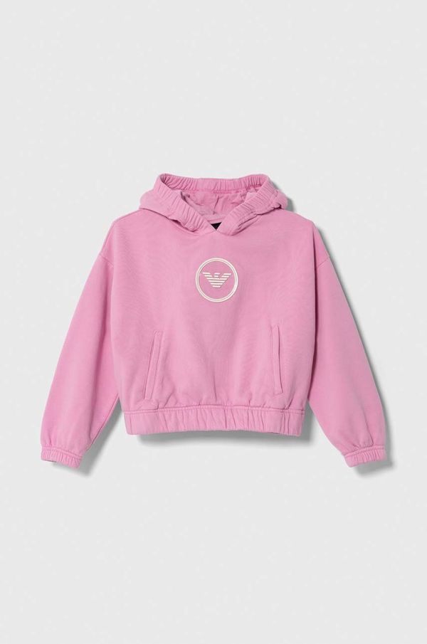 Emporio Armani Dječja dukserica Emporio Armani boja: ružičasta, s kapuljačom, s aplikacijom