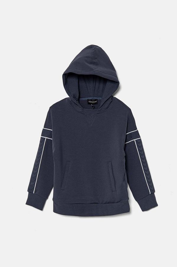 Emporio Armani Dječja dukserica Emporio Armani boja: tamno plava, s kapuljačom, s uzorkom, 6D4BJK 1JHSZ