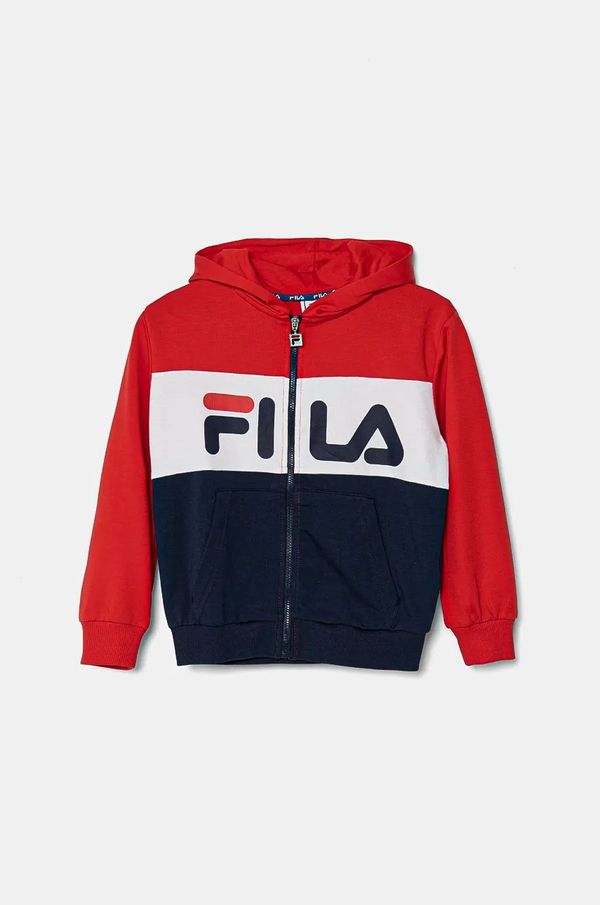 Fila Dječja dukserica Fila BAAR-EBENHAUSEN boja: tamno plava, s kapuljačom, s uzorkom, FAK0203