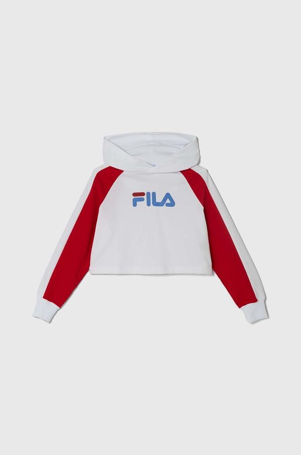 Fila Dječja dukserica Fila LALENDORF boja: bijela, s kapuljačom, s uzorkom