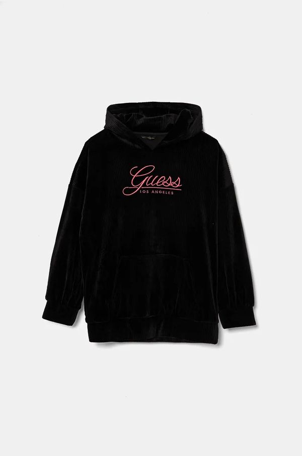 Guess Dječja dukserica Guess boja: crna, s kapuljačom, s aplikacijom, J4BQ10 KCH92