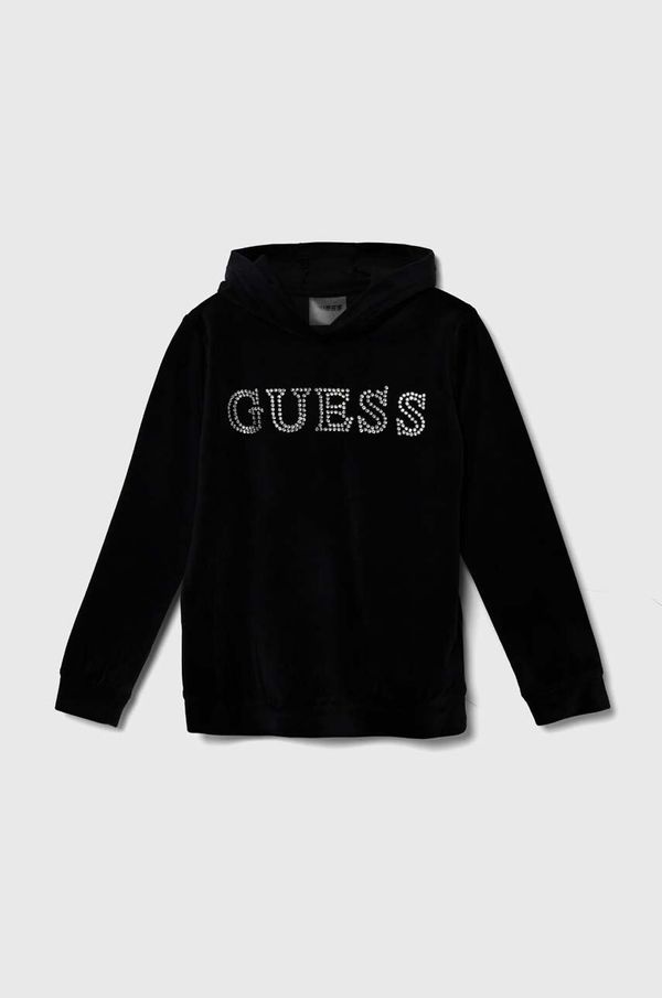 Guess Dječja dukserica Guess boja: crna, s kapuljačom, s aplikacijom, J4YQ27 KBXI2