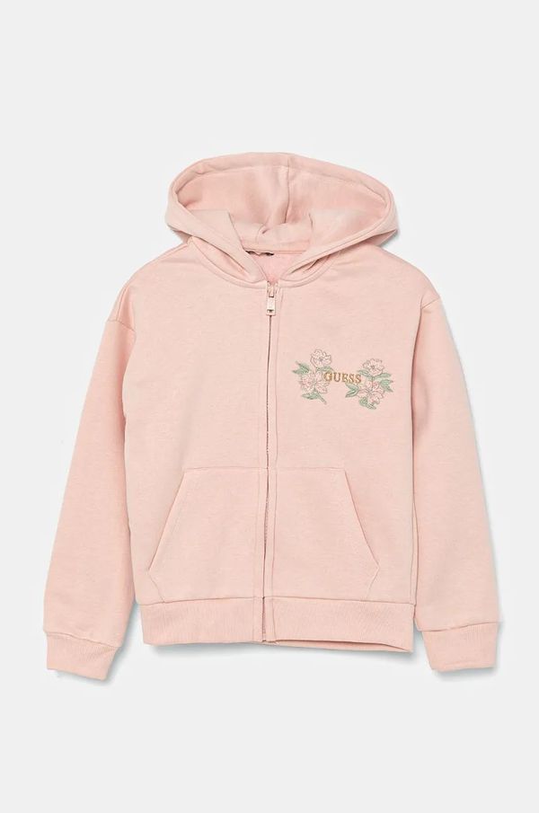 Guess Dječja dukserica Guess boja: ružičasta, s kapuljačom, s aplikacijom, J4BQ26 KCKF2