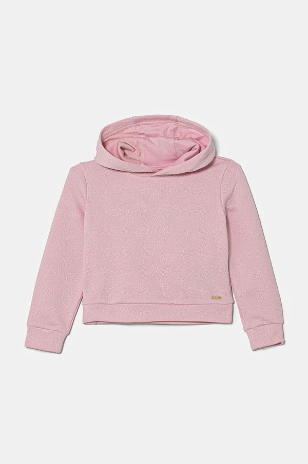 Guess Dječja dukserica Guess boja: ružičasta, s kapuljačom, s uzorkom, J5RQ22 KCHR2