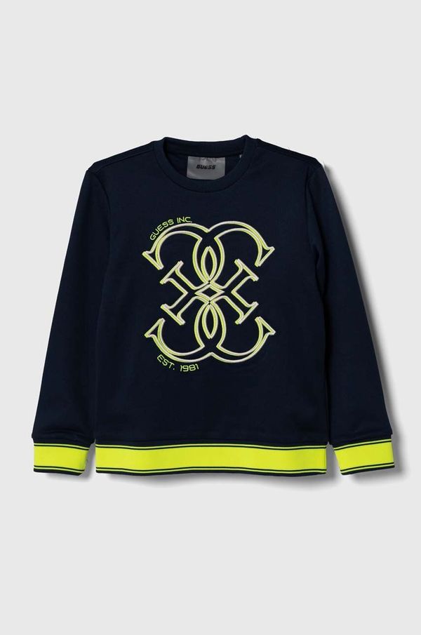 Guess Dječja dukserica Guess boja: tamno plava, s aplikacijom
