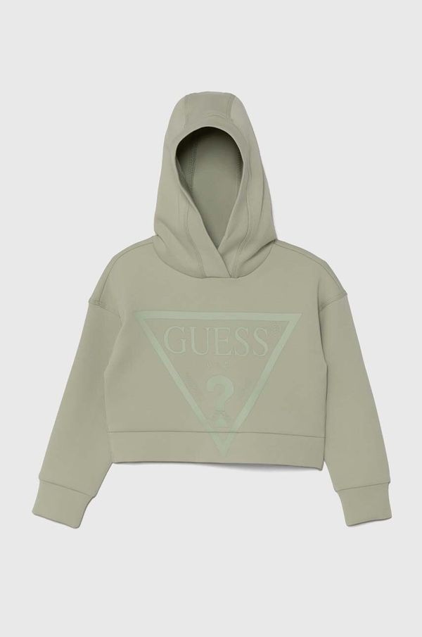 Guess Dječja dukserica Guess boja: zelena, s kapuljačom, s aplikacijom, J2BQ35 FL03S