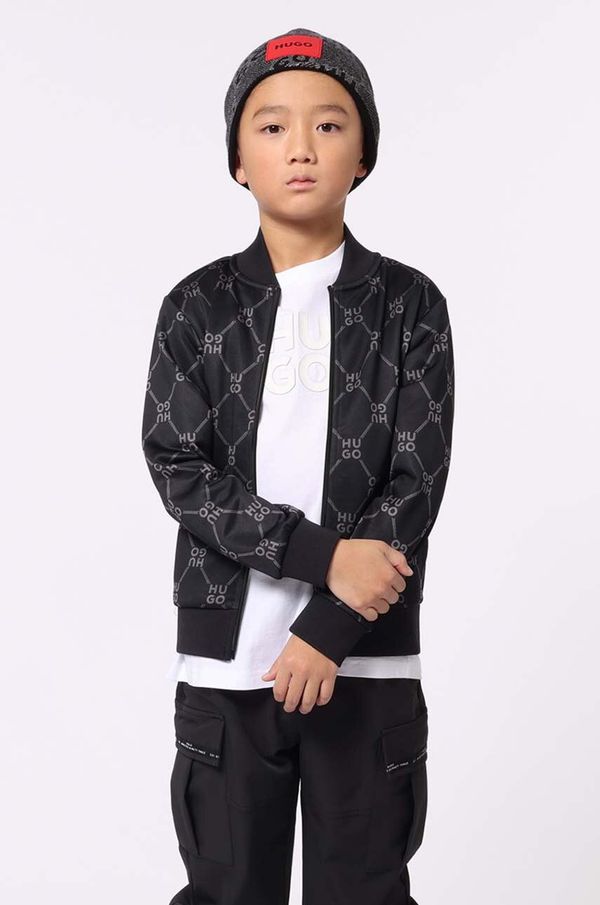 Hugo Dječja dukserica HUGO boja: crna, s uzorkom, G00172