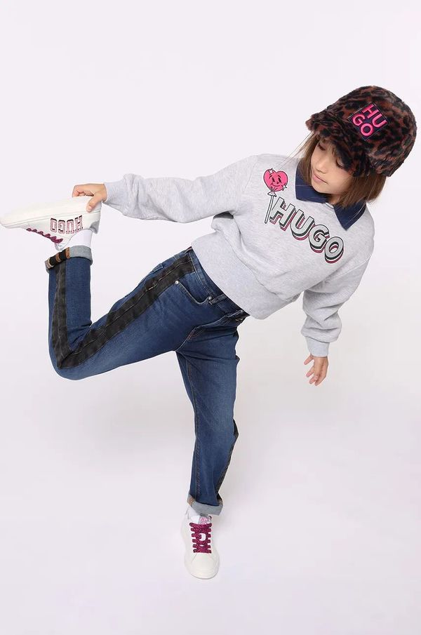 Hugo Dječja dukserica HUGO boja: siva, s tiskom, G00212