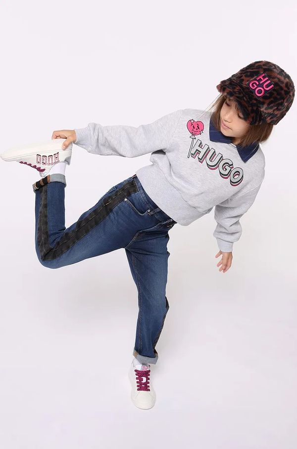 Hugo Dječja dukserica HUGO boja: siva, s tiskom, G00212