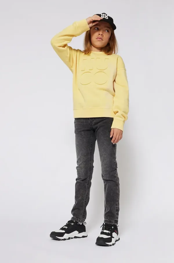 HUGO Dječja dukserica HUGO boja: žuta, bez uzorka, G00353