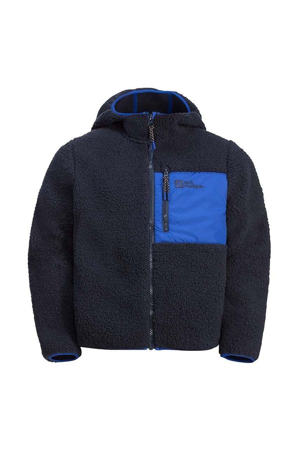 Jack Wolfskin Dječja dukserica Jack Wolfskin ICE CURL HOOD boja: crna, s kapuljačom, bez uzorka